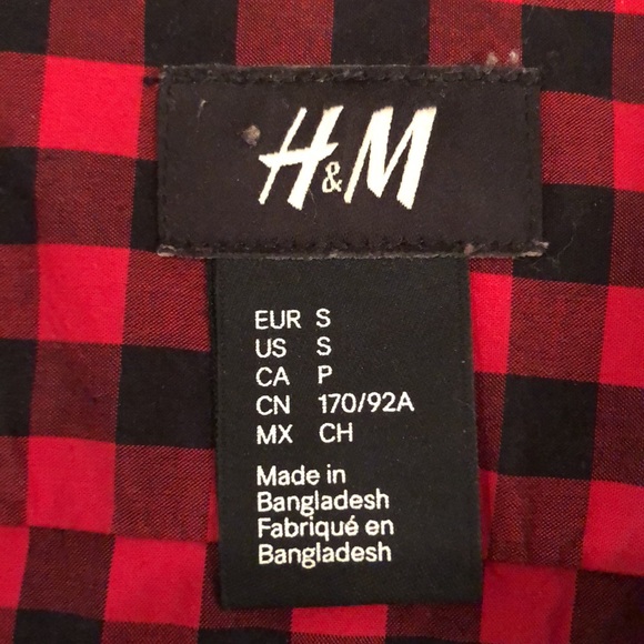 Mens #SlimFit H&M mini #BuffaloCheck button down (size: Small), #Red & #Black - Picture 4 of 4